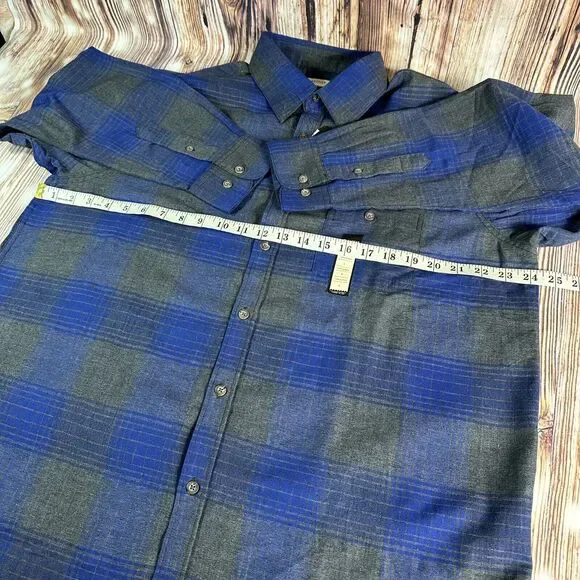 NEW Haggar Mens Size Large Blue Gray Plaid Woven Button Up Long Sleeve Shirt NWT - Picture 3 of 7